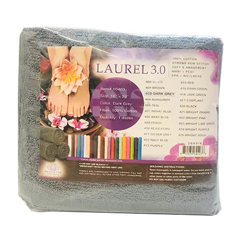 BRIDGETTE Pedi Towel 29x16 Black 12 pcs - Image 3