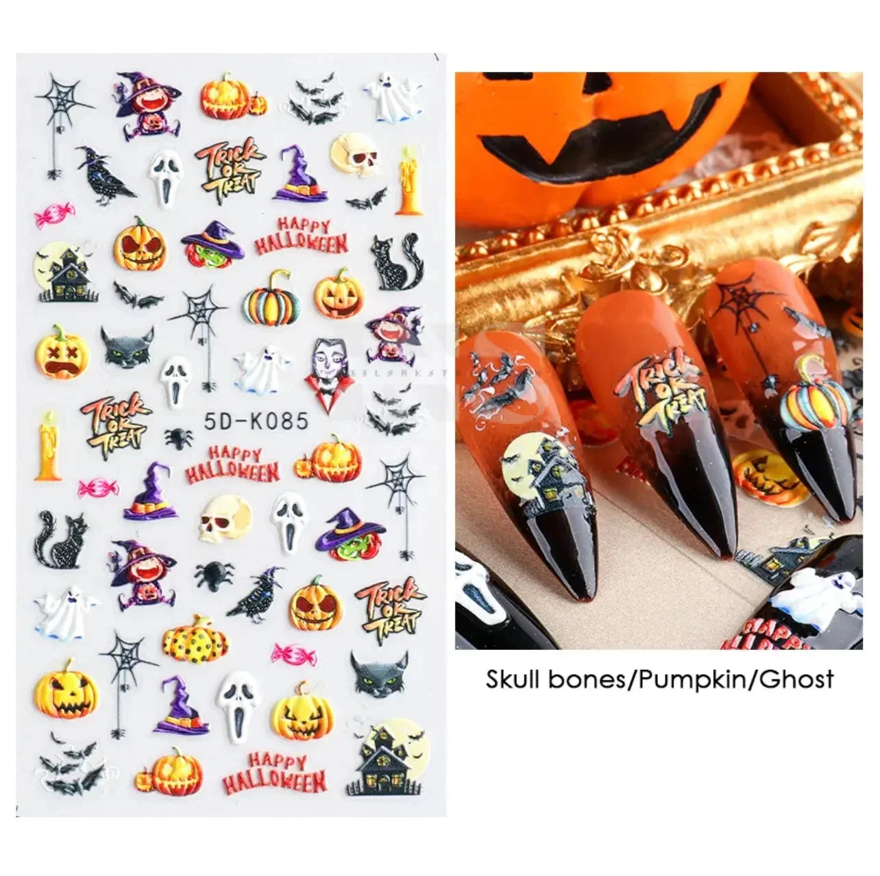 Design Nail Sticker 5D Art - Halloween K085