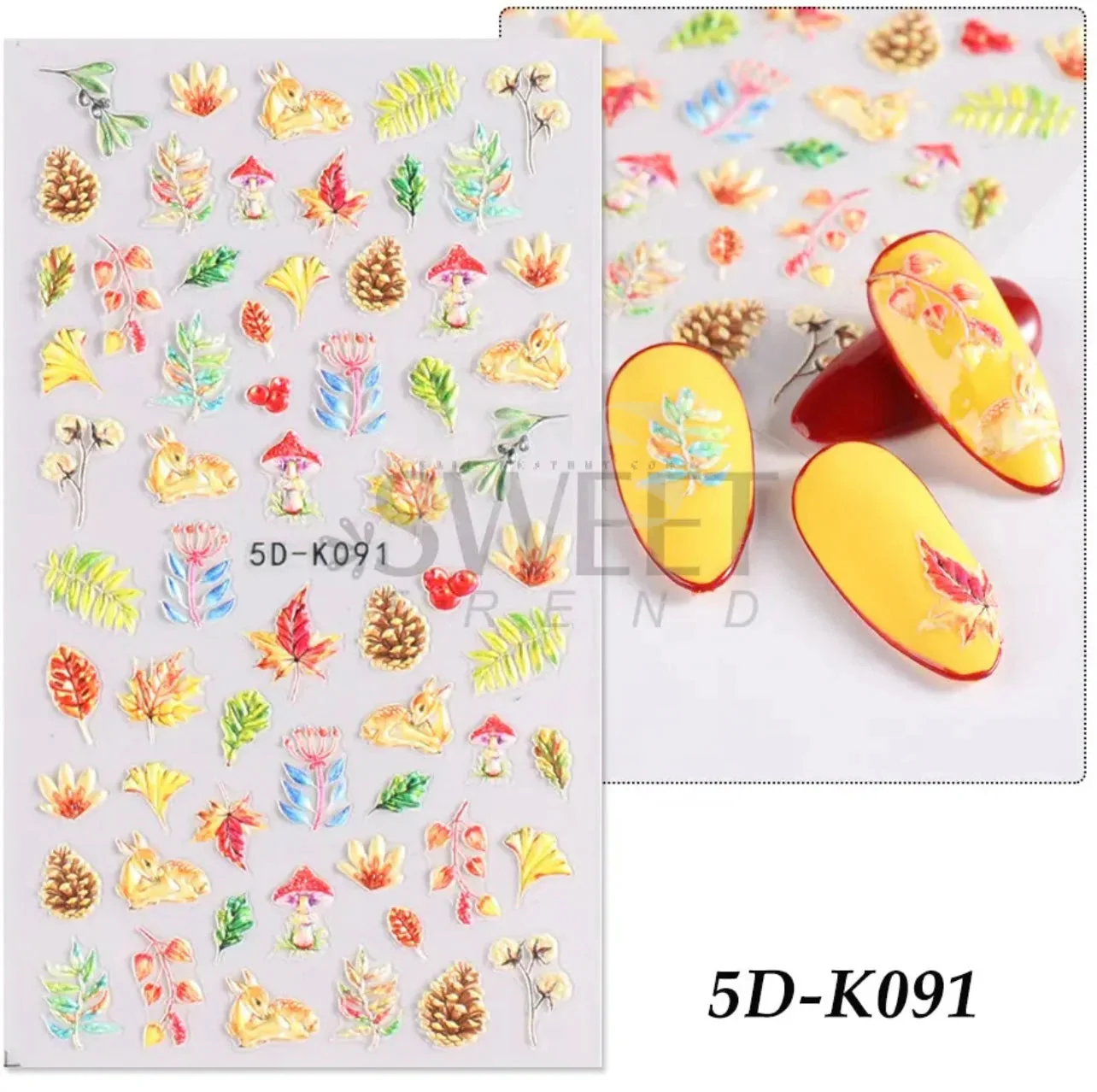 Design Nail Sticker 5D Art - Fall K091