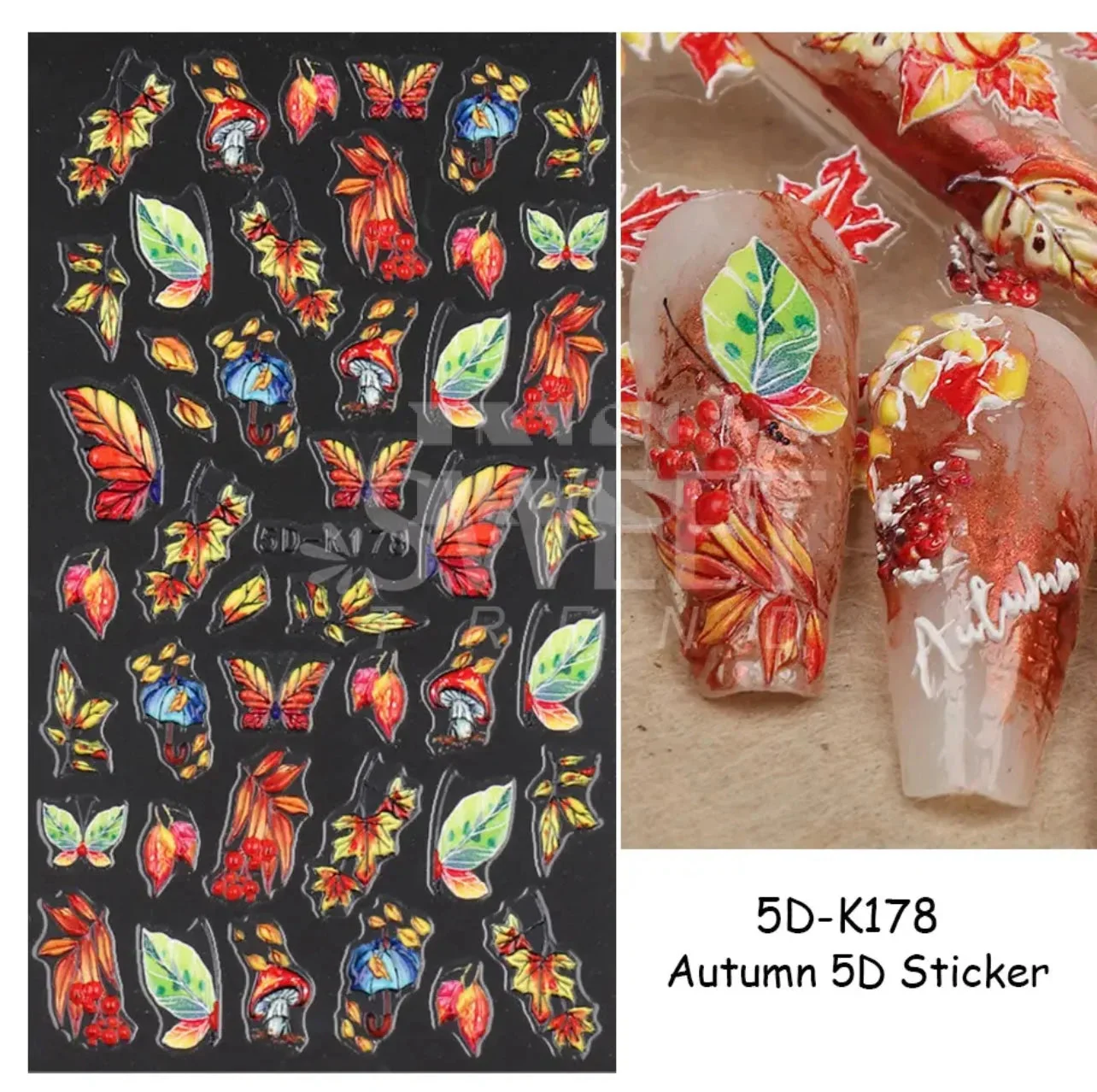 Design Nail Sticker 5D Art - Fall K178