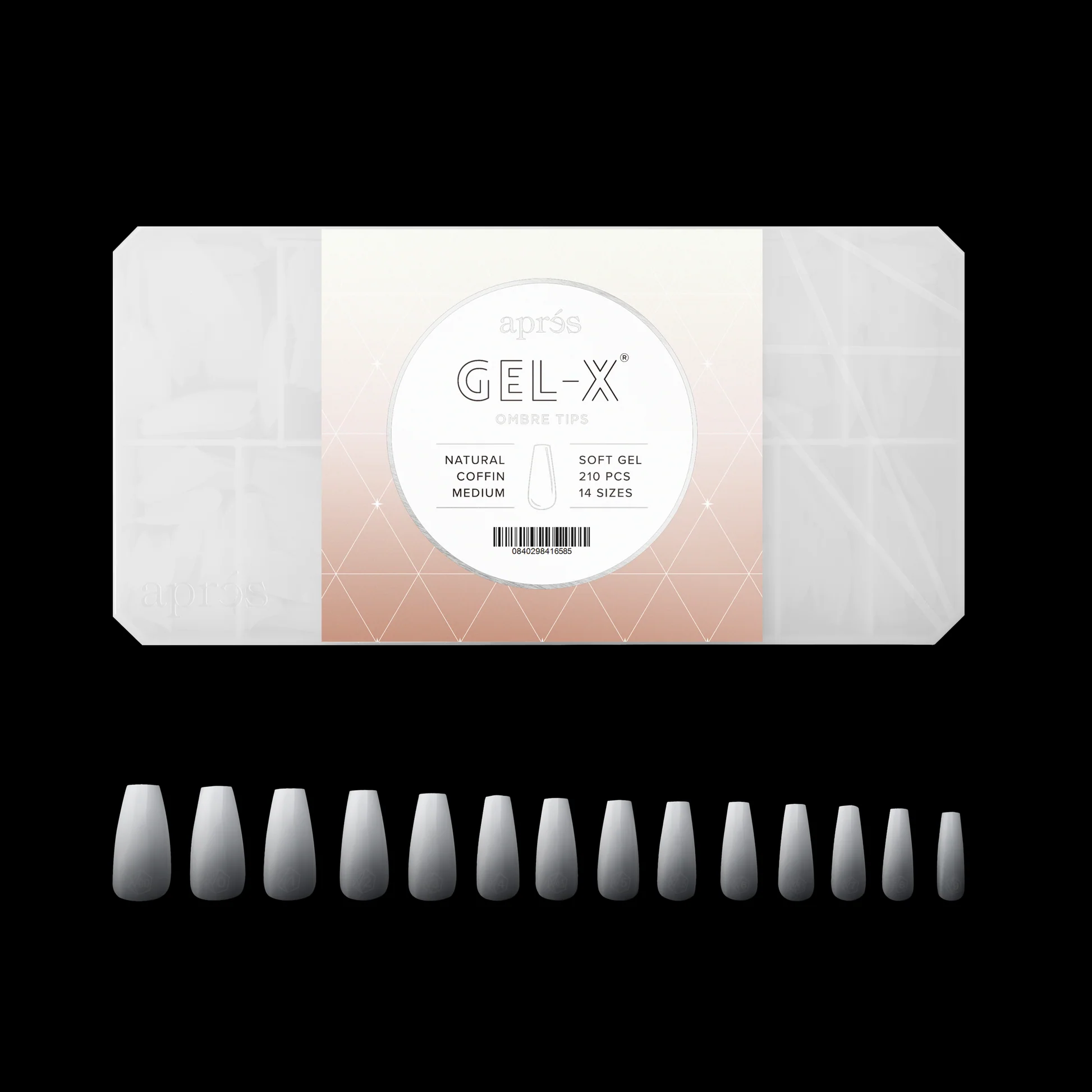 APRES Gel-X Ombre Natural Coffin Medium 14 sizes - Image 2