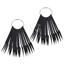 STILETTO Nail Tip BLACK Polish Display w/ RING (40 pcs)