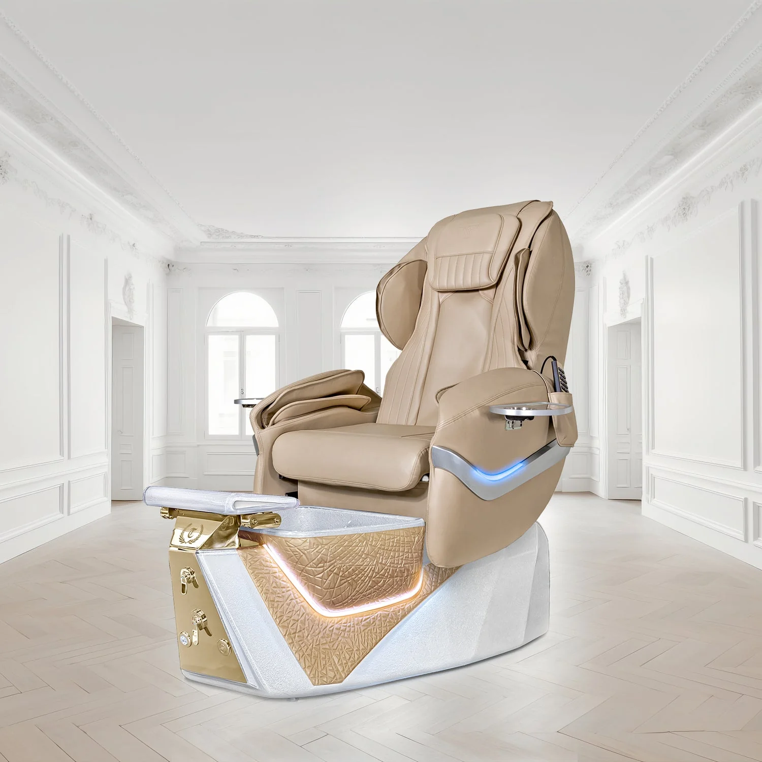 T-SPA Grand Eternal Duo Champagne Pedicure Chair with Stool