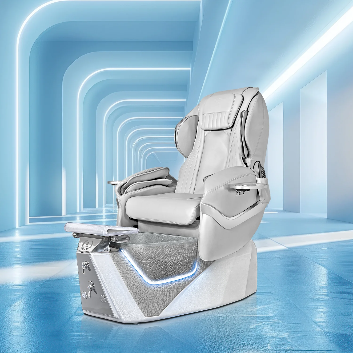 T-SPA Grand Eternal Duo Champagne Pedicure Chair with Stool - Image 3